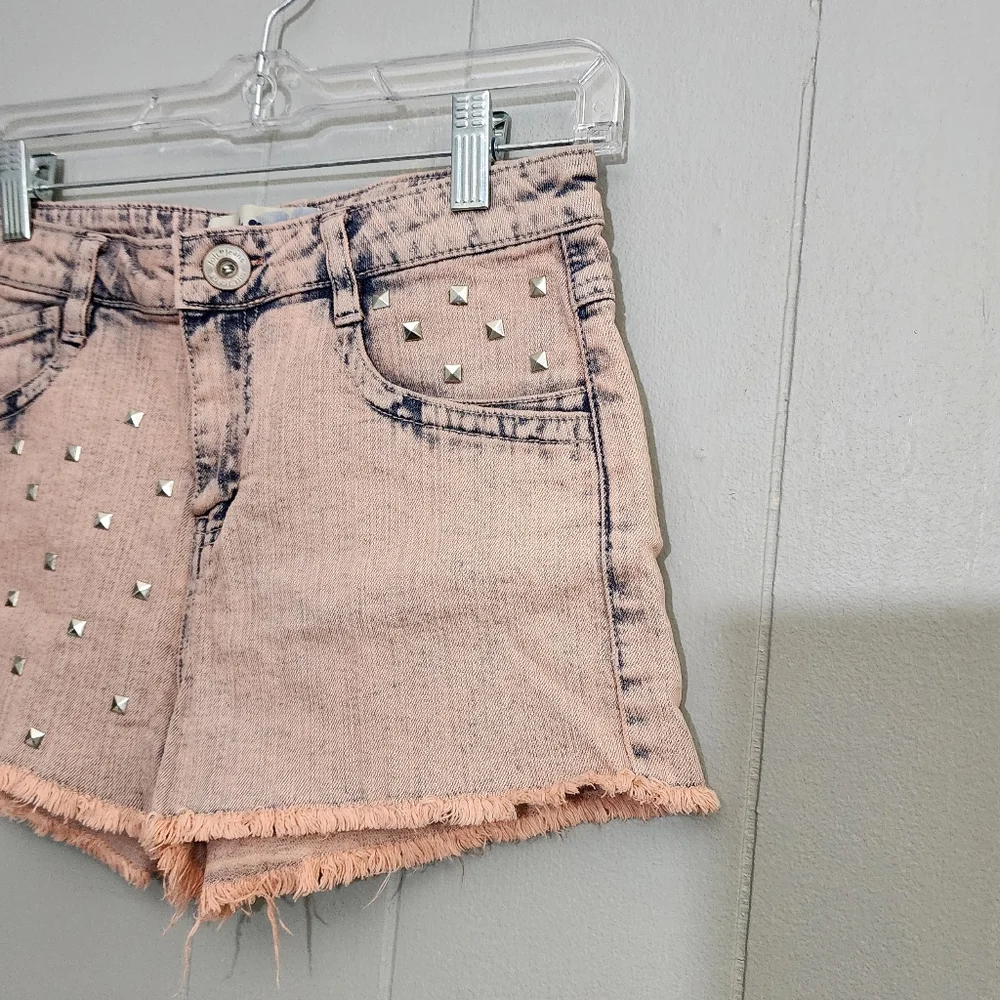 Jolt Studded Light Coral Fringe Shorts Grunge Streetwear Size 5 - Picture 2 of 10